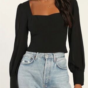 Easy Win Black Balloon Sleeve Top